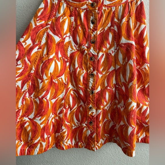 Maeve by Anthropologie Button up Banana Grove Denim Midi A-Line Skirt Orange 4 - Picture 6 of 13